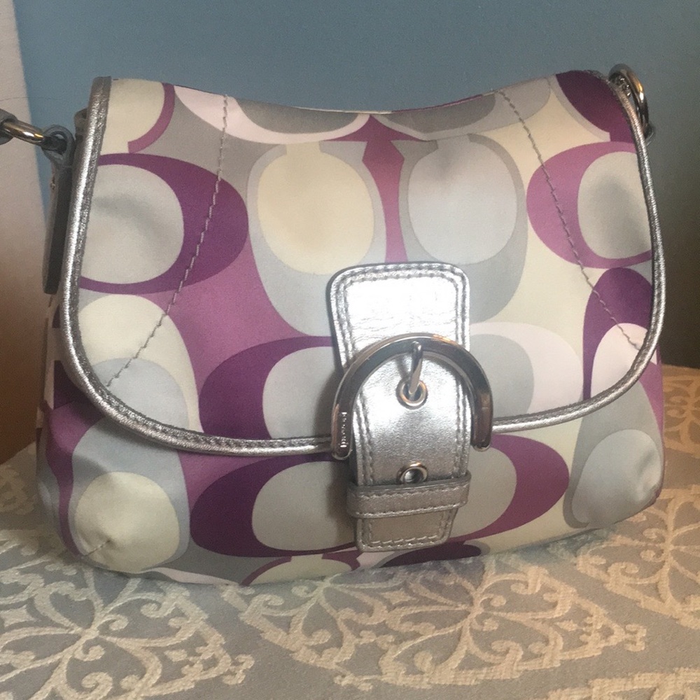 Coach bag purple and grey